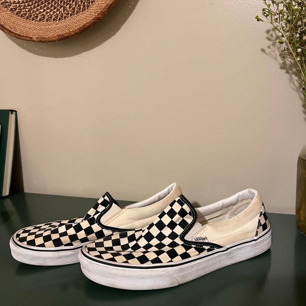 Vans Black and White Checkerboard Slip-Ons